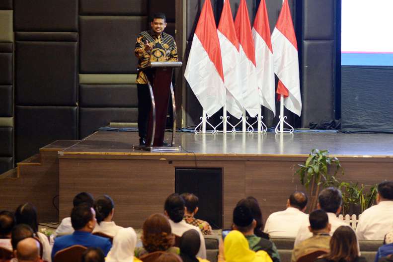 Gubernur Sumatera Utara (Sumut) Bobby Nasution menghadiri Pelantikan Pengurus Dewan Pimpinan Wilayah Partai Perindo Provinsi Sumut periode 2024-2029 di Ballroom Sudirman Hotel Le Polonia Jalan Jenderal Sudirman Kota Medan, Sabtu malam (17/5).