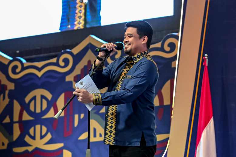 Gubernur Sumatera Utara (Sumut) Bobby Nasution di Pembukaan Rakernas APEKSI XVIII yang diselenggarakan di Grand City Hall, Kota Medan, Rabu (1/7/2026) malam.